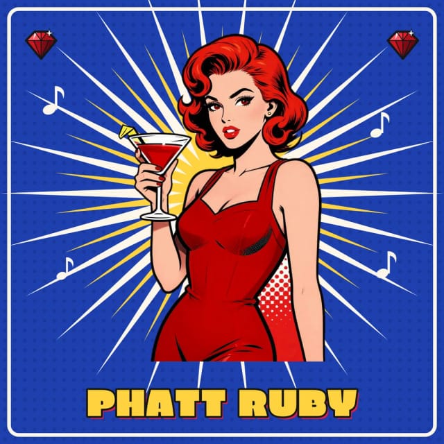 Phatt Ruby pop-art poster — cocktail hour